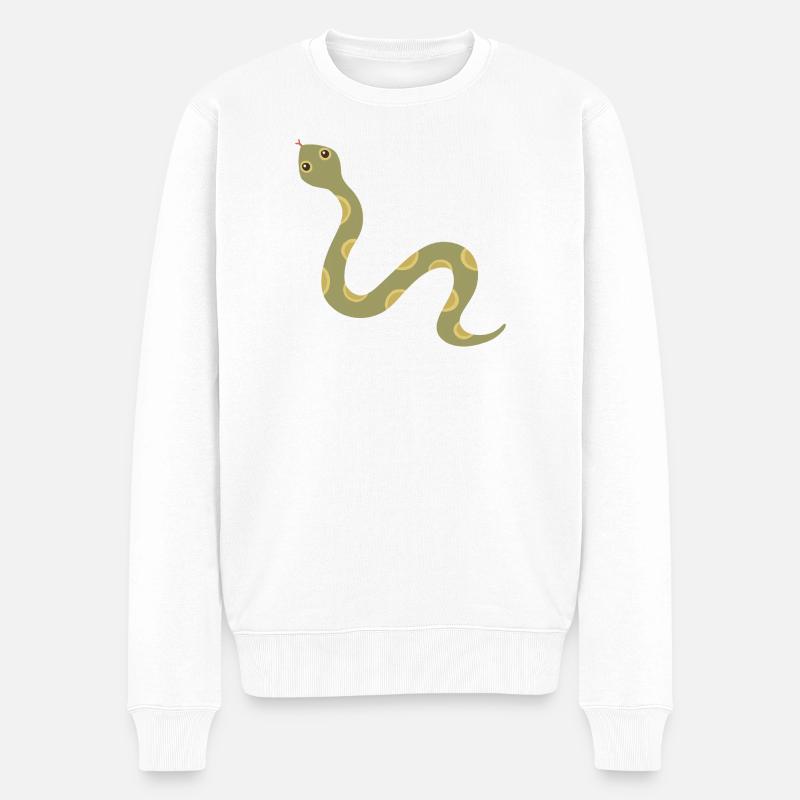 Illustration der olivgemusterten Schlange - Männer Premium Bio Pullover - Weiß