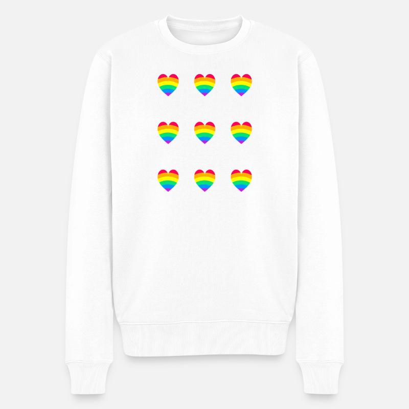 LGBT Pride Rainbow Hearts - Männer Premium Bio Pullover - Weiß