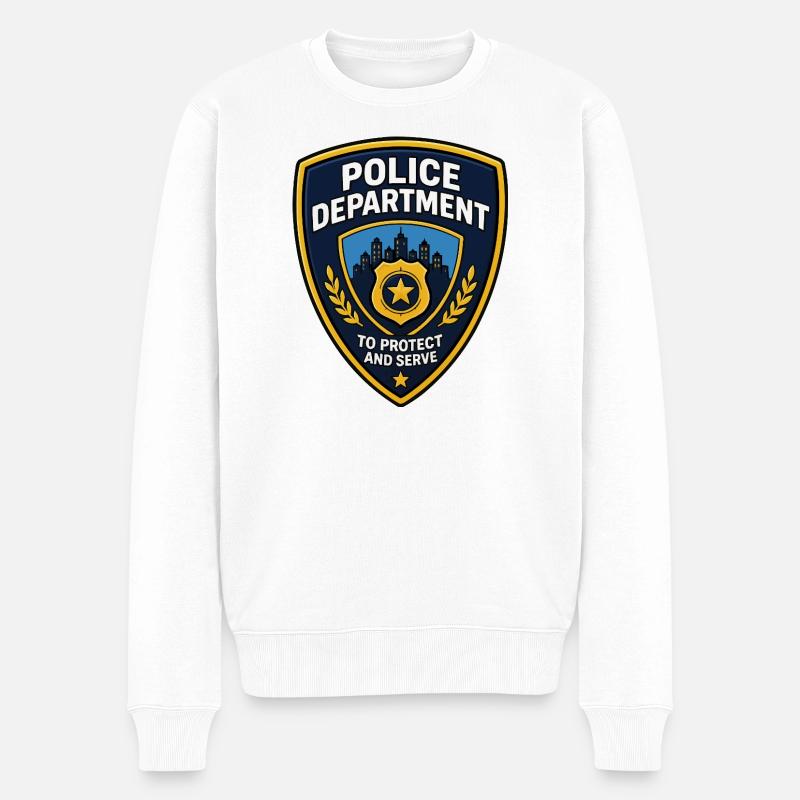Polizei Abzeichen Patch Stadt Skyline - Männer Premium Bio Pullover - Weiß