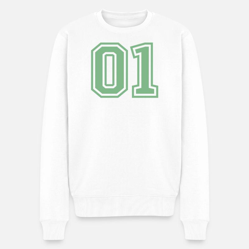 01_un_numéro - Pull Premium bio Homme - blanc