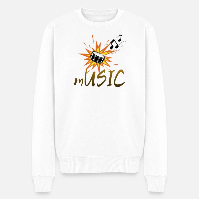 Musique explosive de batterie - Pull Premium bio Homme - blanc
