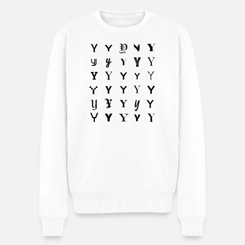 Typografie Y-Monogramm-Buchstabenmosaikdesign - Männer Premium Bio Pullover - Weiß