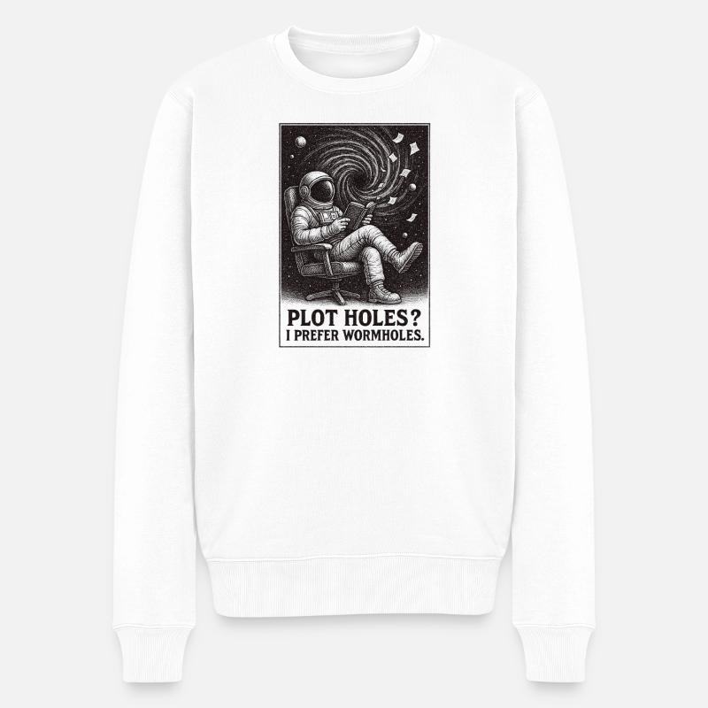 Plotlöcher? Lieber Wurmlöcher | Sci-Fi - Männer Premium Bio Pullover - Weiß