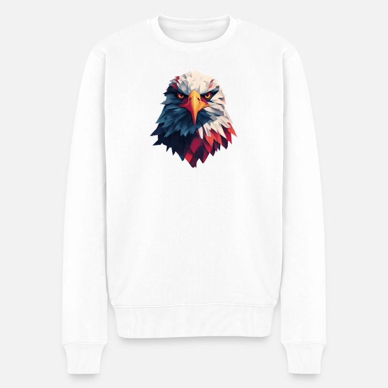 Majestätischer Adler, durchdringender Blick - Männer Premium Bio Pullover - Weiß