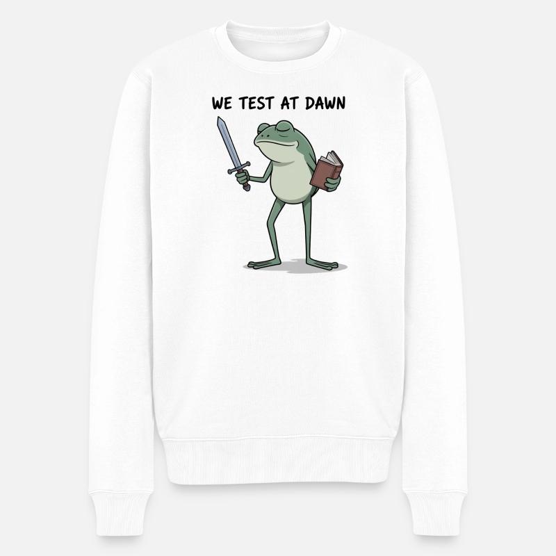 Nous testons à Dawn Frog Knight - Pull Premium bio Homme - blanc