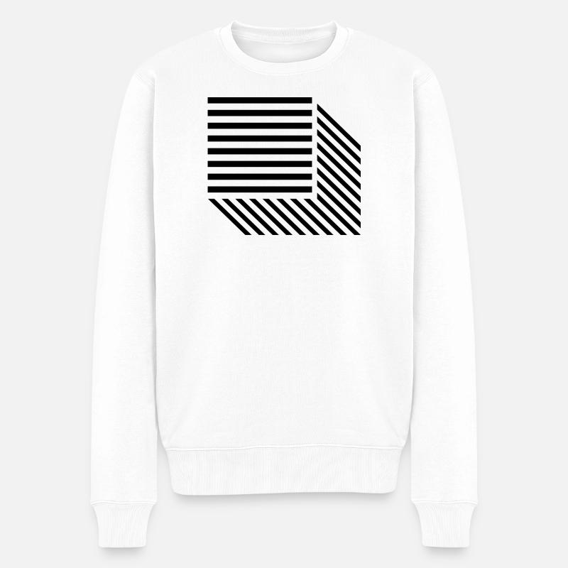 Quadratlinien-Design - Männer Premium Bio Pullover - Weiß