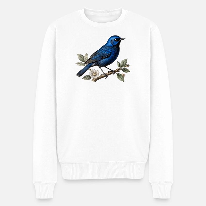 Oiseau bleu Mérion splendide (Malurus splendens) - Pull Premium bio Homme - blanc