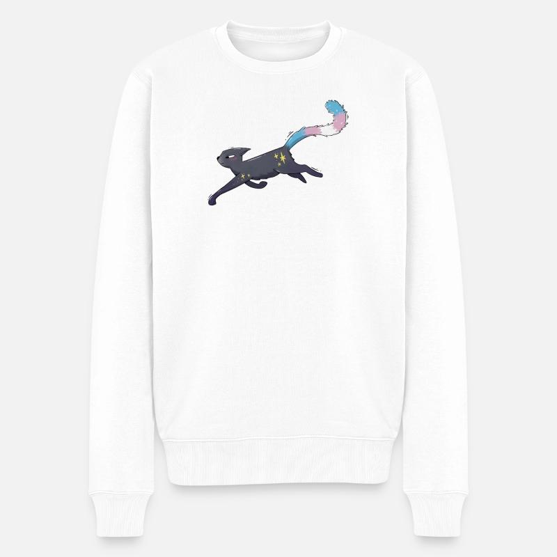 Süße Katze trans pride - Männer Premium Bio Pullover - Weiß