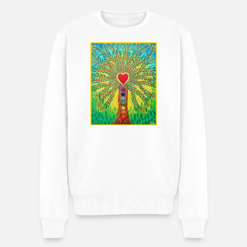 Lebensbaum Lebensenergie - Sonja von Staden - Männer Premium Bio Pullover - Weiß