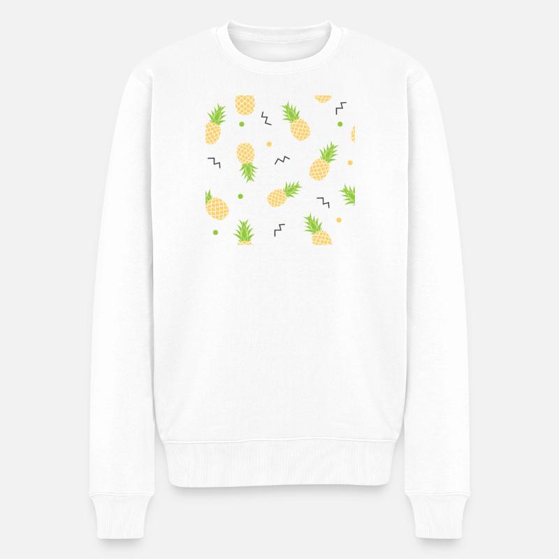 pineapple yellow pattern - Men's Premium Organic Jumper - white
