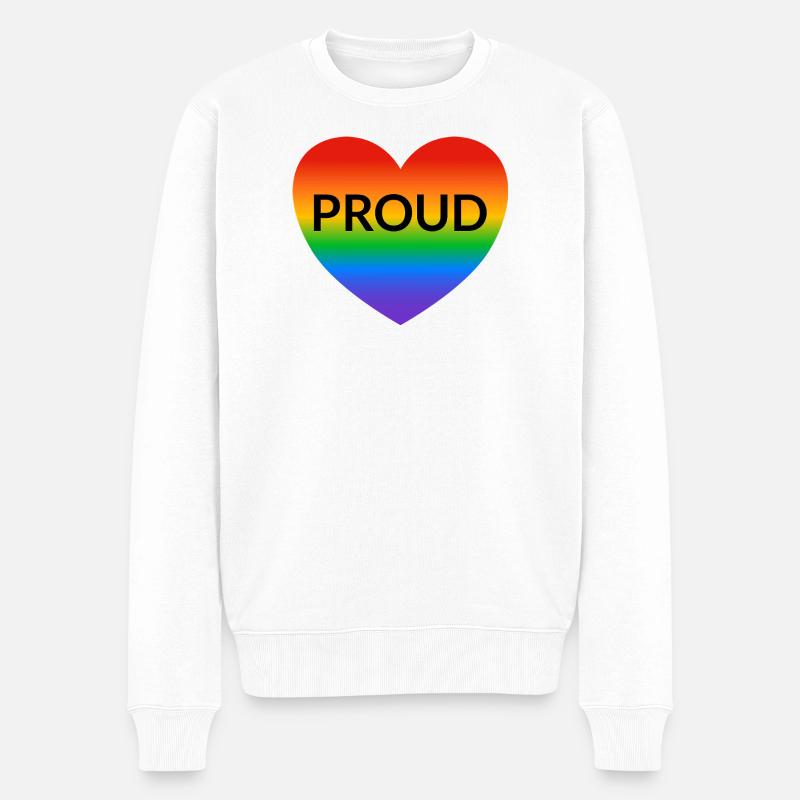 STOLZES Regenbogenherz - Männer Premium Bio Pullover - Weiß
