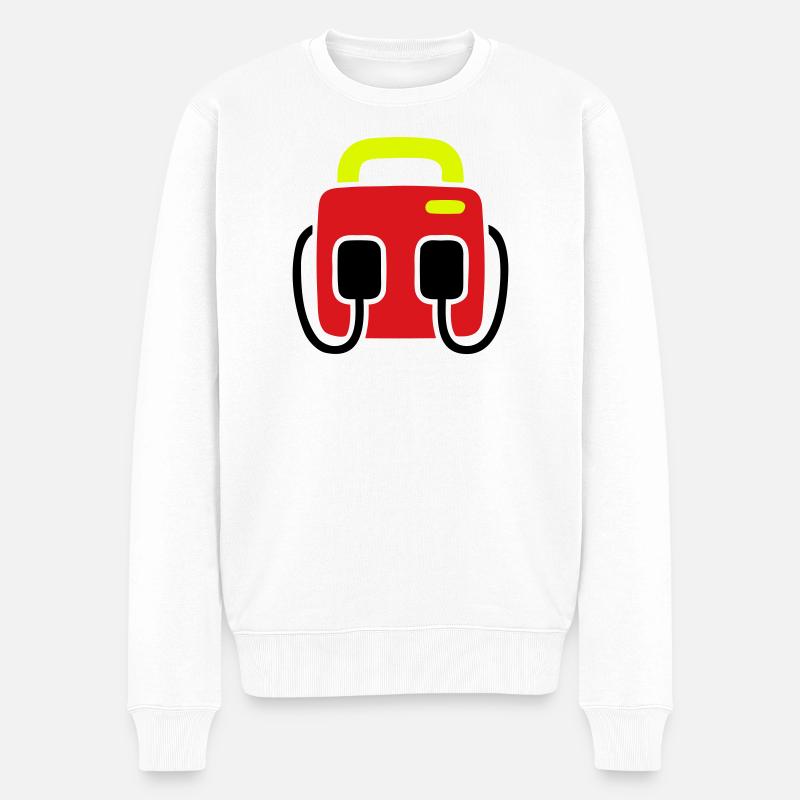 Defibrillator AED Erste Hilfe - Männer Premium Bio Pullover - Weiß