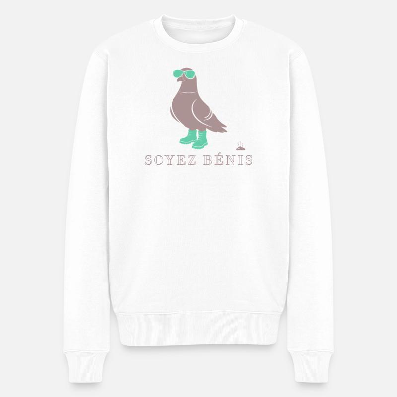Pigeon Soyez Bénis Vert - Pull Premium bio Homme - blanc
