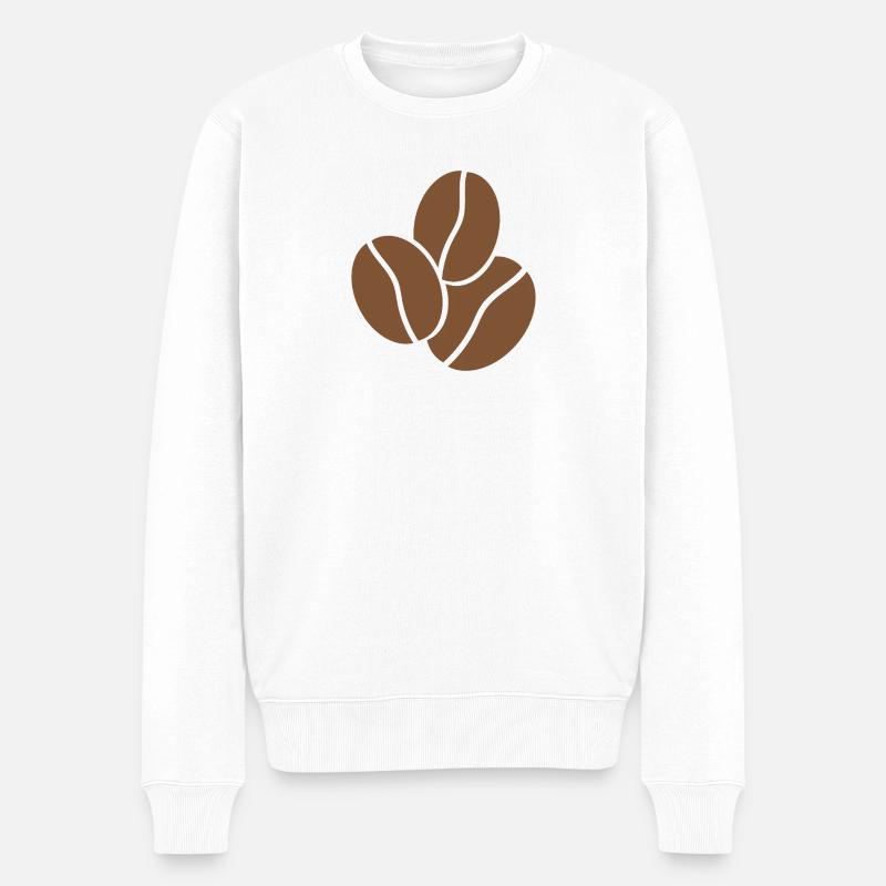 Kaffeebohnen - Männer Premium Bio Pullover - Weiß