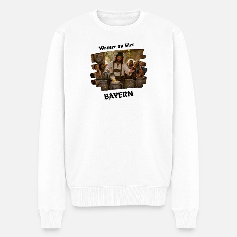 Wasser_zu_Bier - Männer Premium Bio Pullover - Weiß