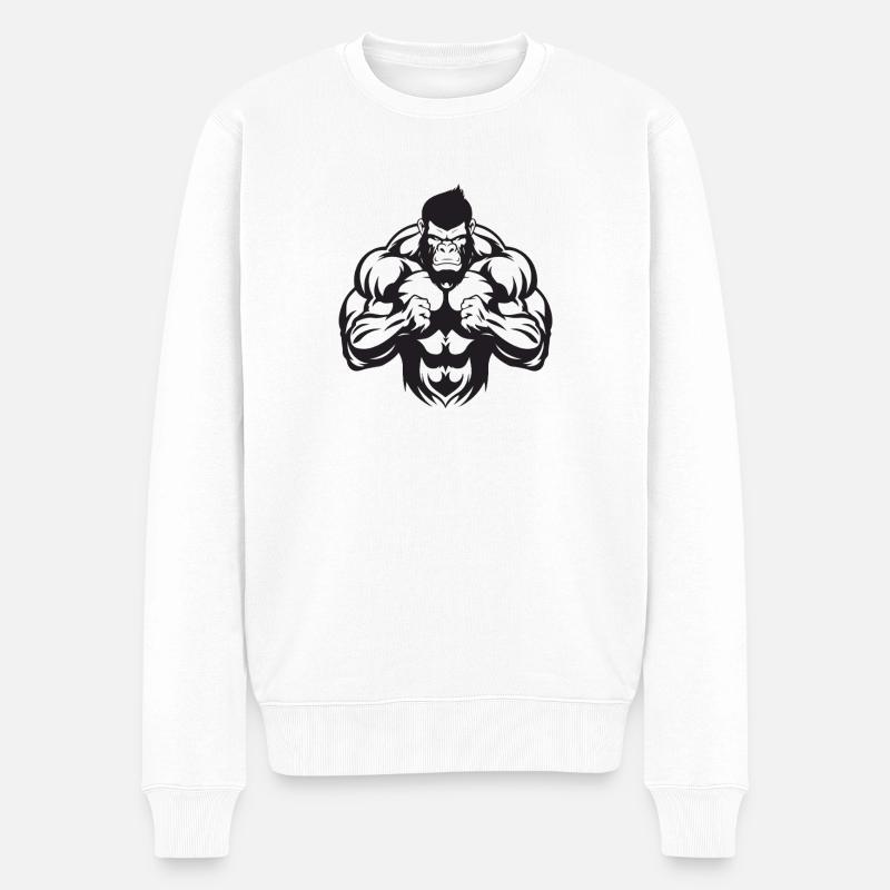 Gorilla Bodybuilding - Männer Premium Bio Pullover - Weiß