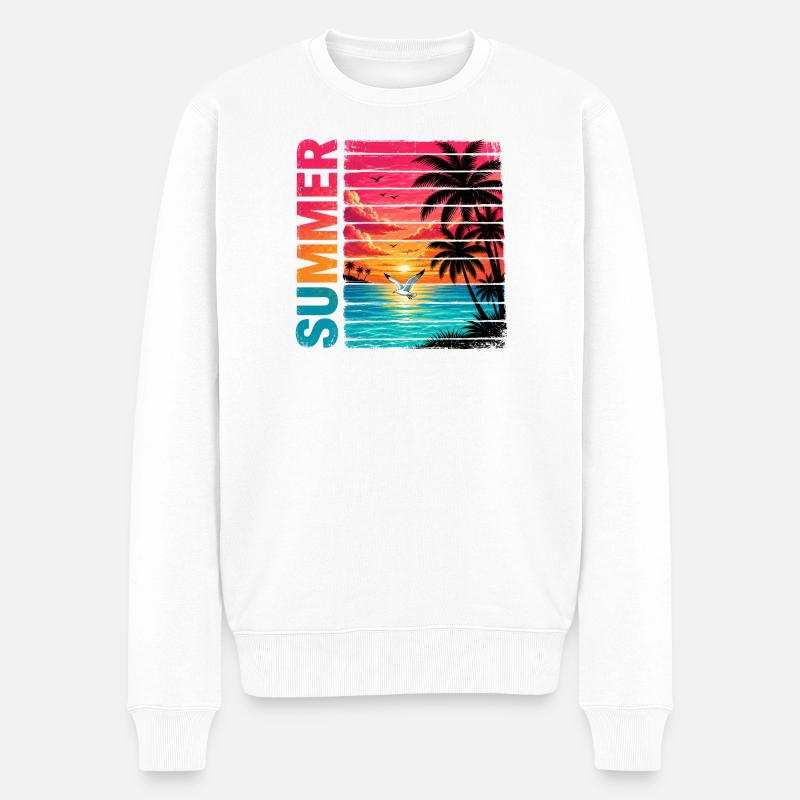 Retro Summer - Männer Premium Bio Pullover - Weiß