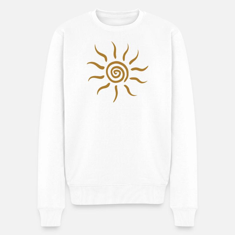 Goldener Spiral-Sonnenstrahl - Männer Premium Bio Pullover - Weiß