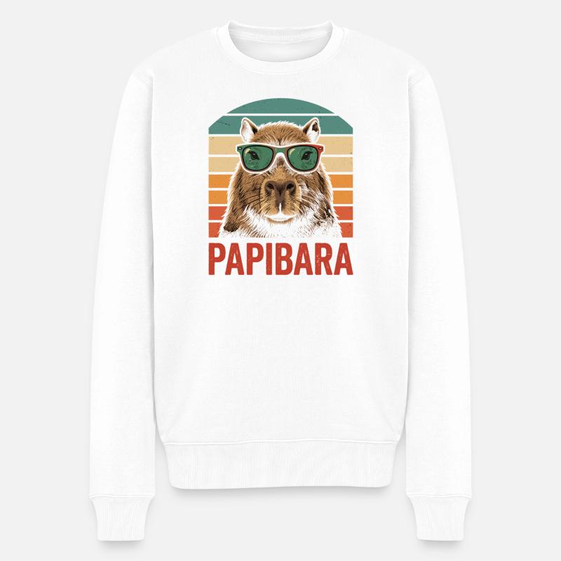 Papibara Capybara Tierliebhaber Wildtiere - Männer Premium Bio Pullover - Weiß
