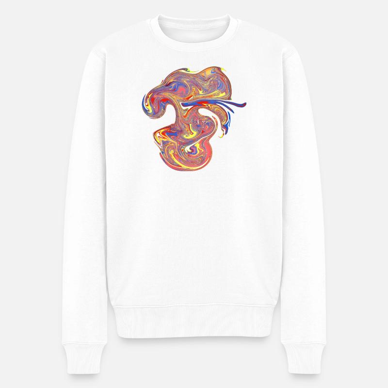 Psychedelische Marmor-Wirbel - Männer Premium Bio Pullover - Weiß