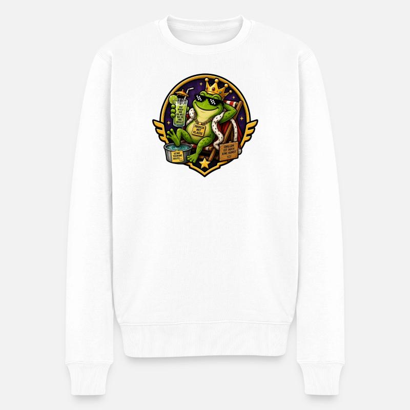 Königlicher Frosch mit Klasse - Männer Premium Bio Pullover - Weiß