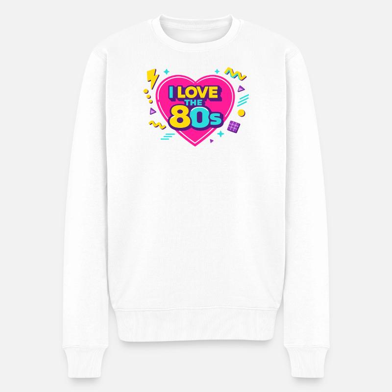 Disco Party 80er 80s - Männer Premium Bio Pullover - Weiß