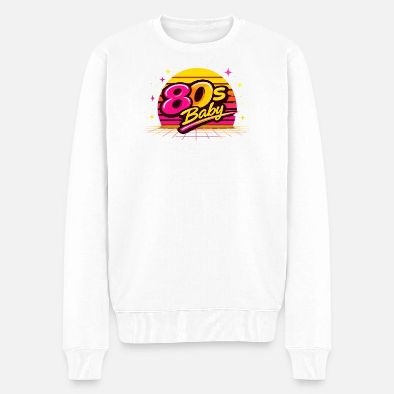 80s Retro Disco - Männer Premium Bio Pullover - Weiß