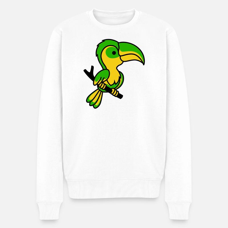 Toucan néon vert et jaune - Pull Premium bio Homme - blanc