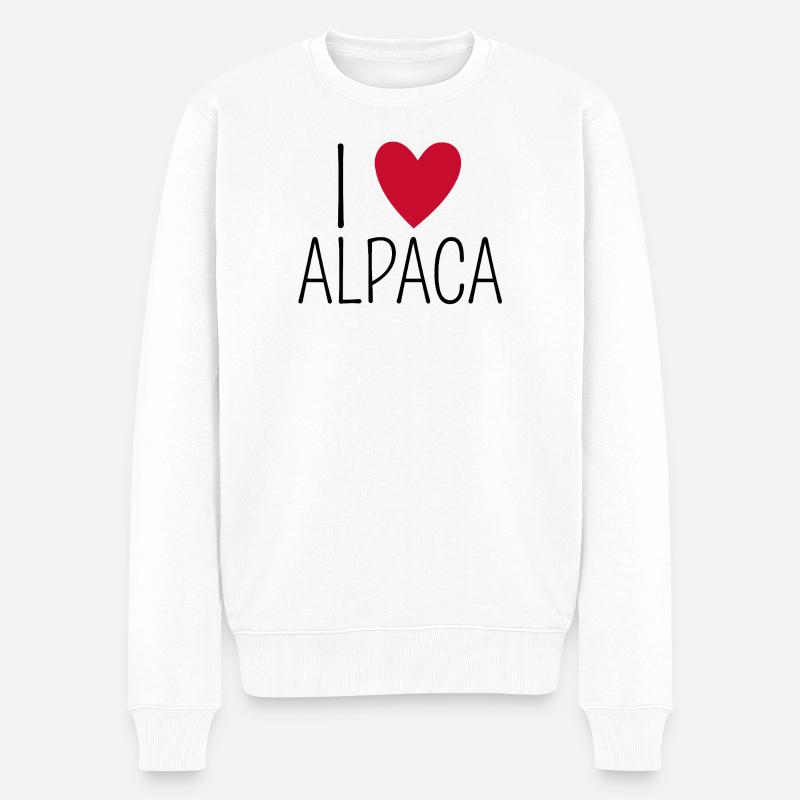 I LOVE ALPACA - Design - Männer Premium Bio Pullover - Weiß
