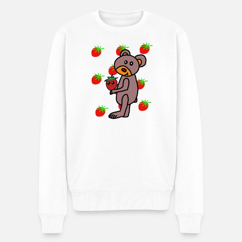 Teddy Teddybär Erdbeere Erdbeeren Kind - Männer Premium Bio Pullover - Weiß