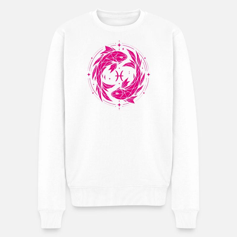 Fische Symbol – Sanft & Modern - Männer Premium Bio Pullover - Weiß
