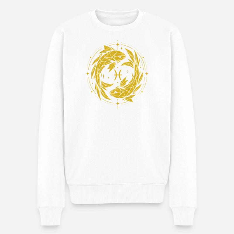 Symbole des Poissons – Doux & Moderne - Pull Premium bio Homme - blanc