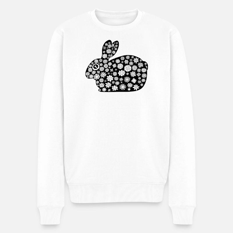 Black rabbit floral pattern - Men's Premium Organic Jumper - white