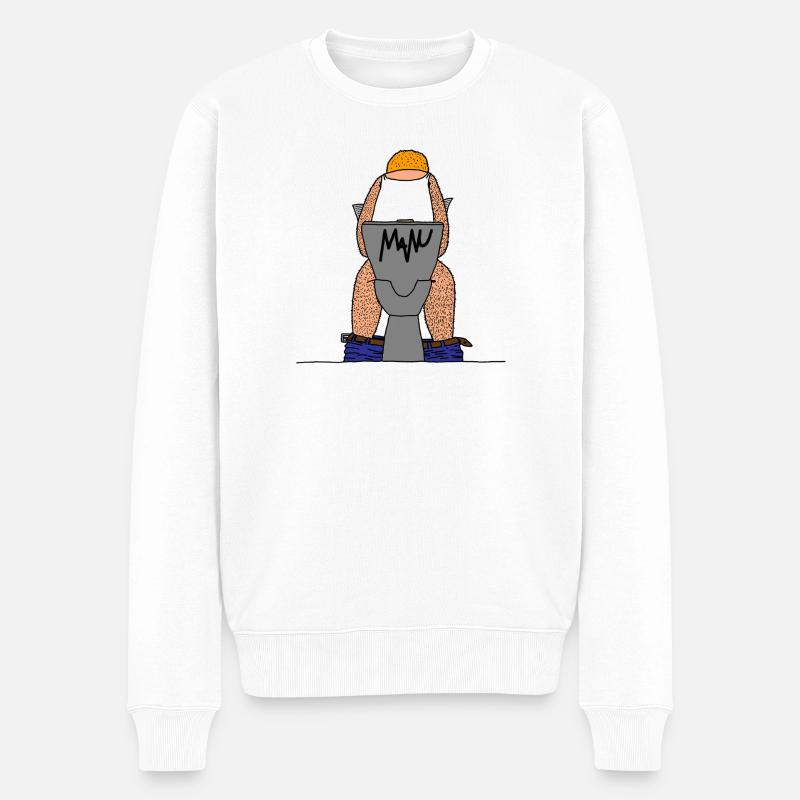 Charakteristische WC - Männer Premium Bio Pullover - Weiß