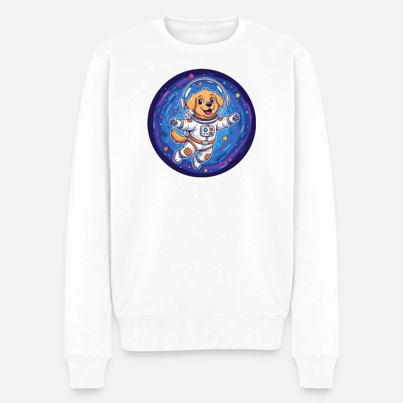Chien de l’espace en combinaison d’astronaute - Pull Premium bio Homme - blanc