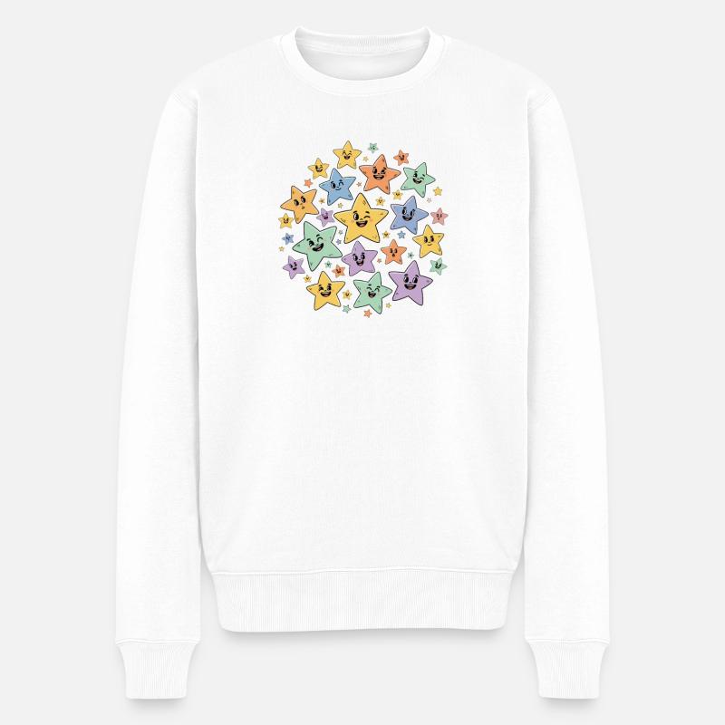 Bunte Sternchen Explosion - Männer Premium Bio Pullover - Weiß
