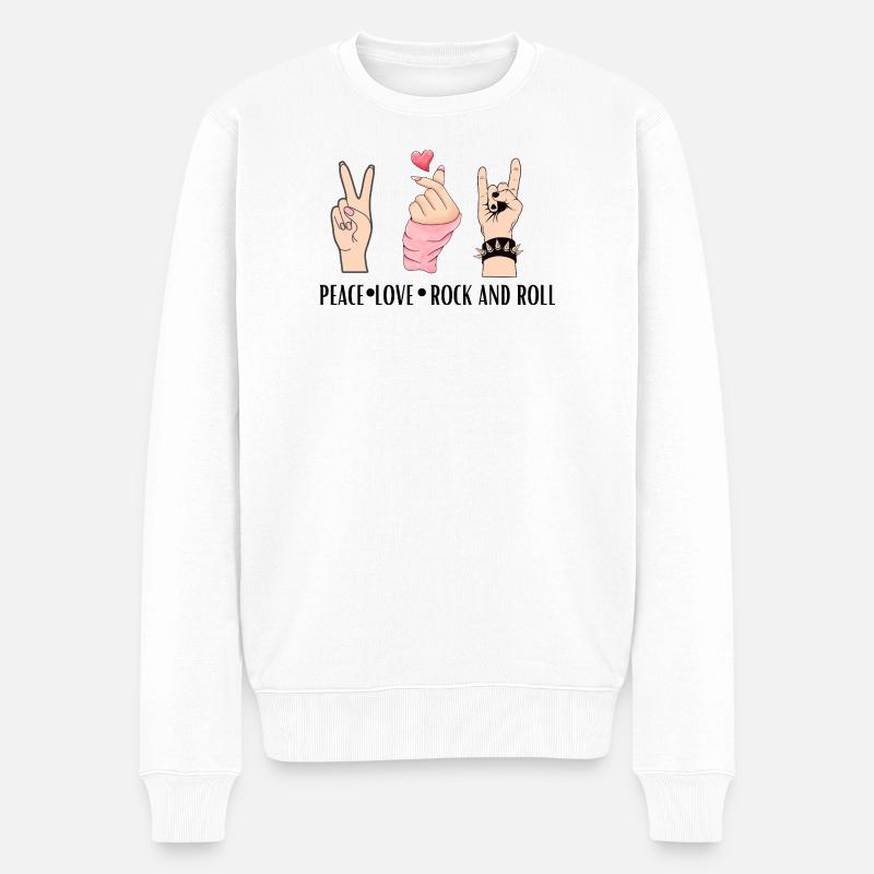 Paix, Amour, Rock And Roll - Pull Premium bio Homme - blanc