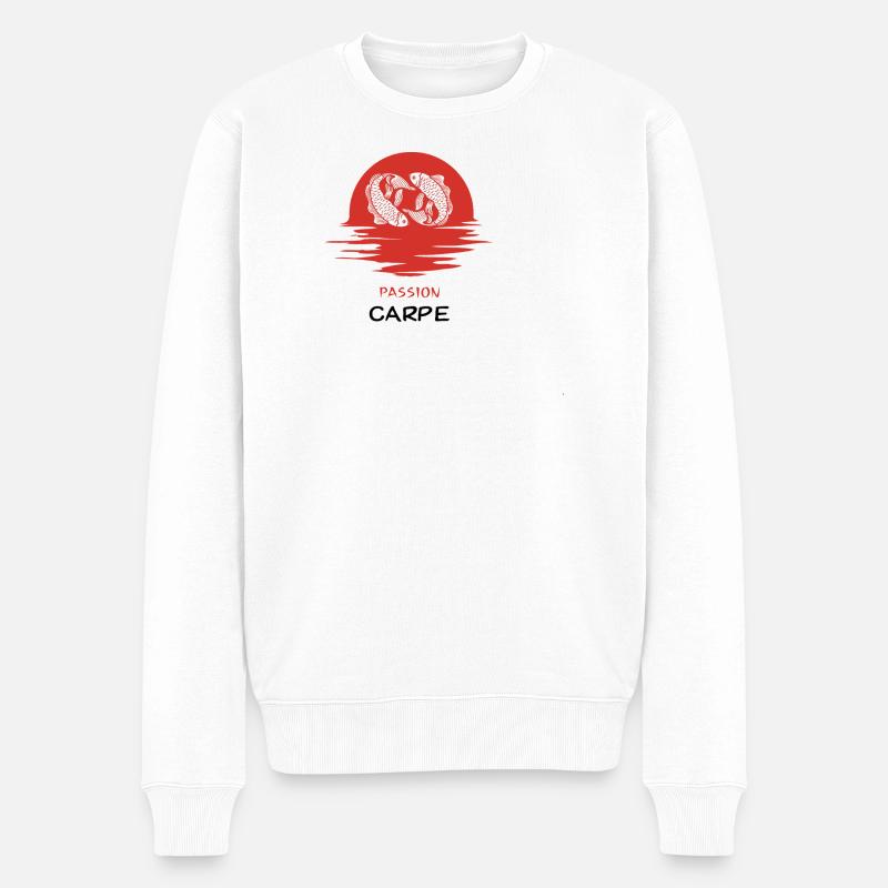 Passion Carpe Cadeau pour pêcheur - Pull Premium bio Homme - blanc