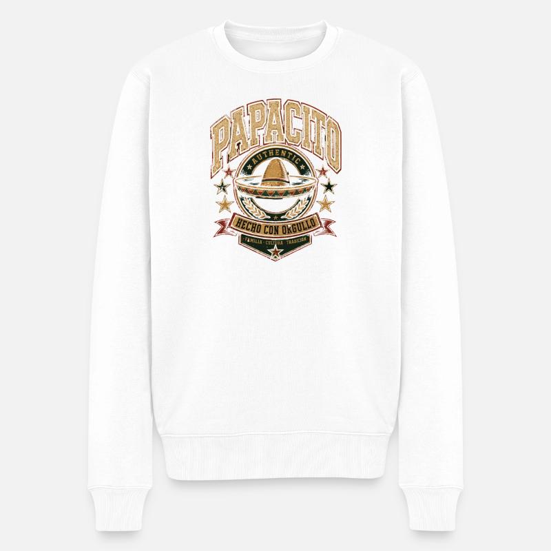 PAPACITO Mexiko Tradition Shirt - Männer Premium Bio Pullover - Weiß