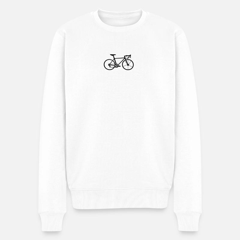 Design der Fahrrad-Silhouettenlinie - Männer Premium Bio Pullover - Weiß