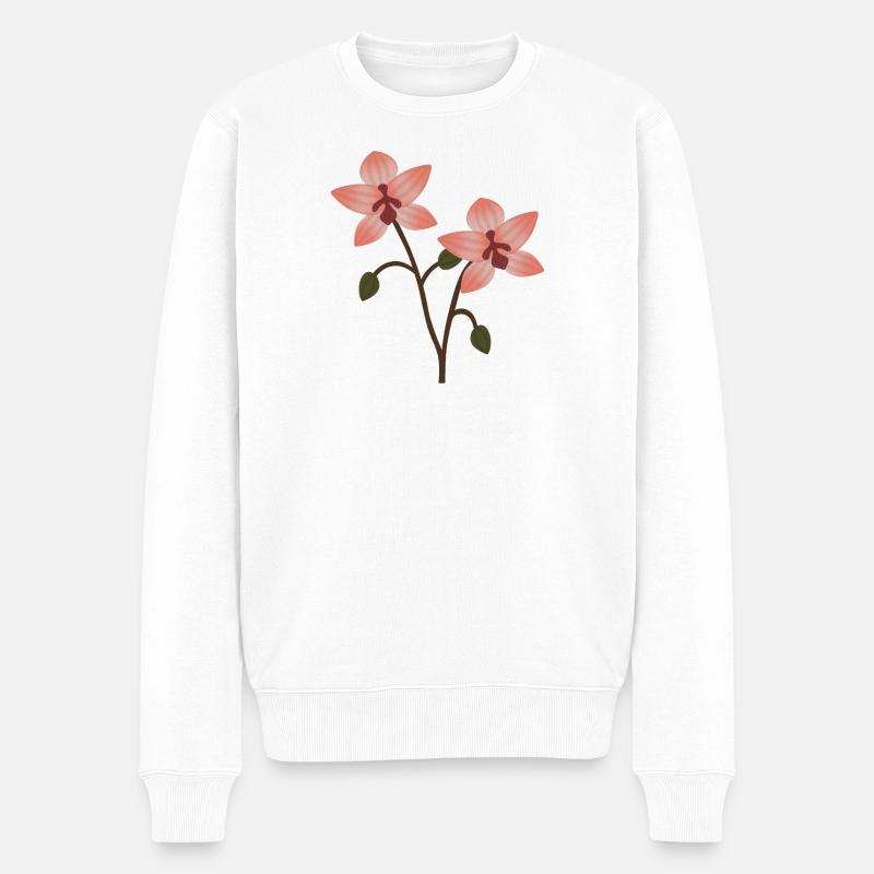 Pastellorchideenblüte - Männer Premium Bio Pullover - Weiß