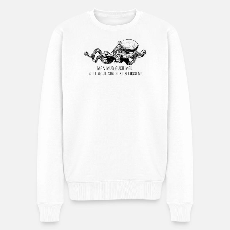 Oktopus_macht_Pause - Männer Premium Bio Pullover - Weiß