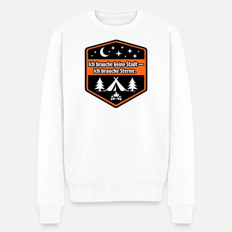 Camper Van, Kastenwagen, Wohnmobil - Männer Premium Bio Pullover - Weiß