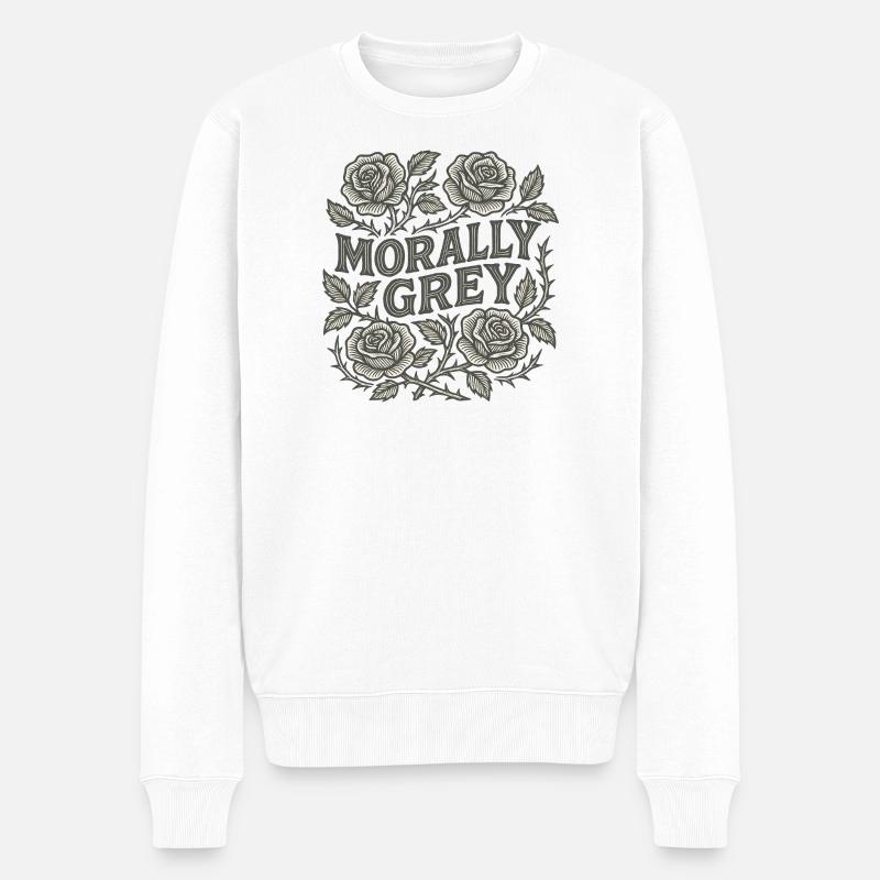 Roses Grises Morales - Pull Premium bio Homme - blanc