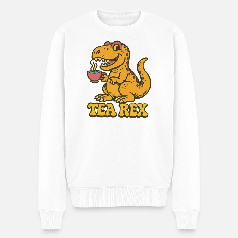 Tea Rex: Dinosaur Tea Time - Men's Premium Organic Jumper - white