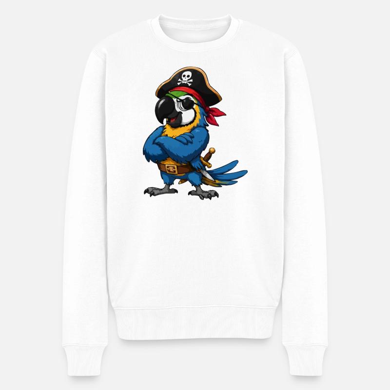 Piratenvogel mit Augenklappe - Männer Premium Bio Pullover - Weiß