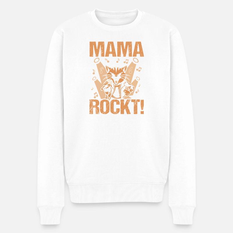 Maman Chat Maman Rocker Cool - Pull Premium bio Homme - blanc