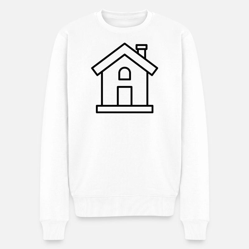 Hausumriss - Männer Premium Bio Pullover - Weiß
