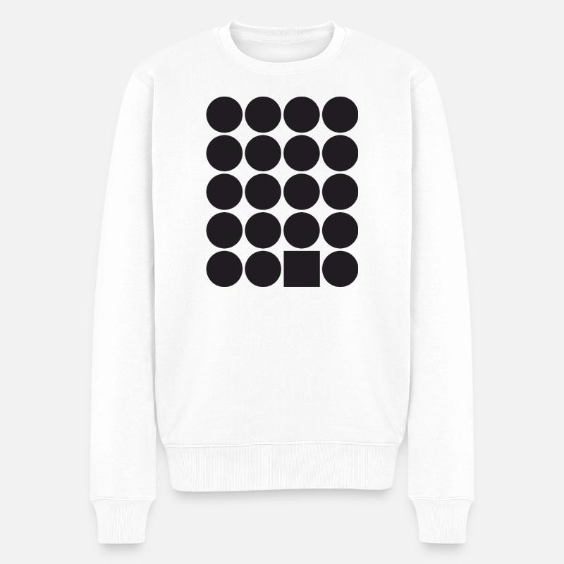 Geometric Dot Grid with a Square - Men's Premium Organic Jumper - white