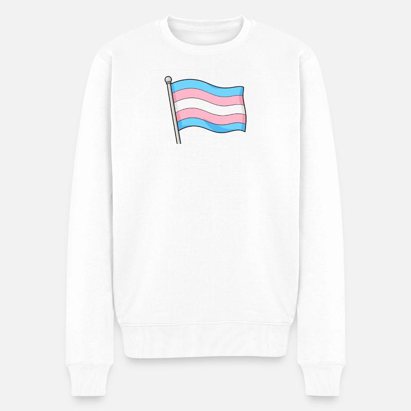 Drapeau Transgenre Pastel Wave - Pull Premium bio Homme - blanc
